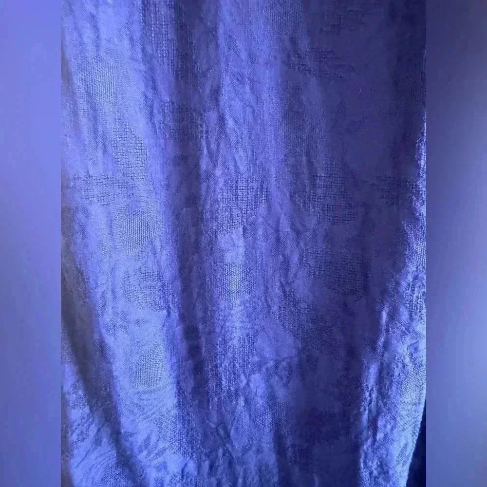 Anthropologie Navy Finley Floral Jacquard Lace-Up Linen Blend Shirt Dress 12 - Picture 10 of 16